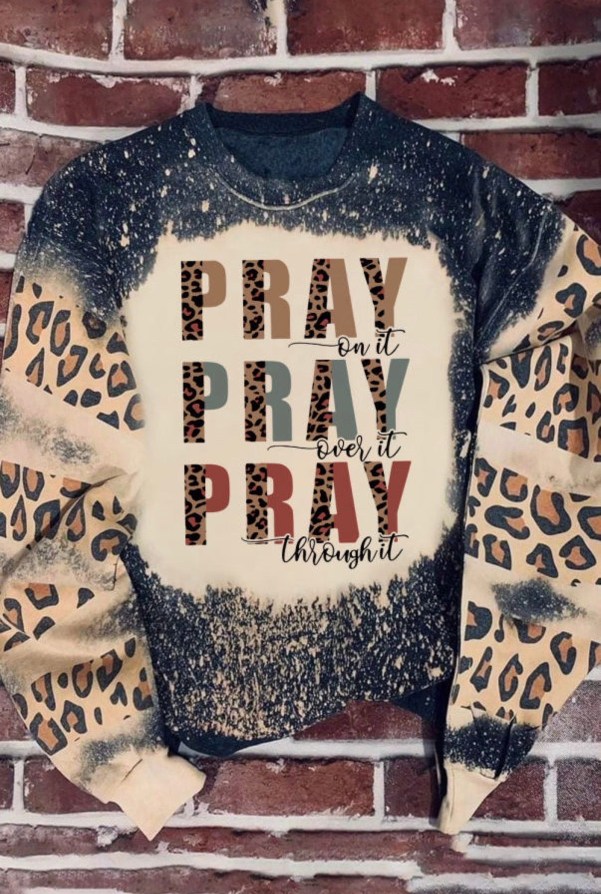 Pray Leopard Bleached Color Block Sweatshirt