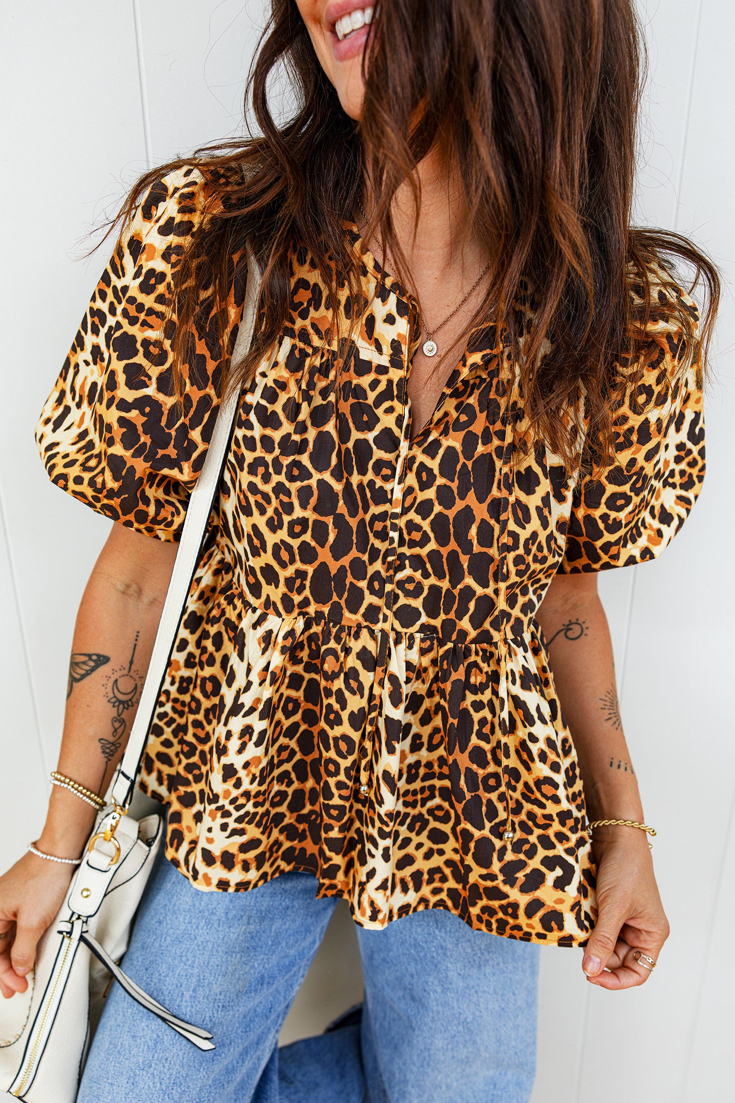 Leopard Print Babydoll Top