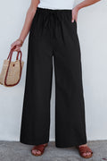 Black Drawstring Waist Casual Pants