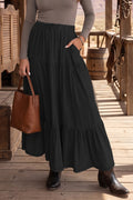 Black Denim Maxi Skirt