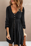 Black Button Up Long Sleeve Dress