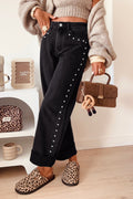 Black Studded Loose Casual Jeans