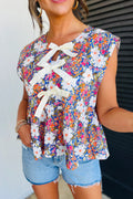 Floral Print Bow Top