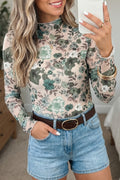 Green Floral Mesh Top