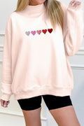 Pink Heart Mock Neck Sweatshirt