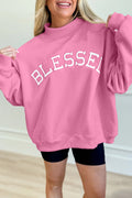 Pink Blessed Mock Neck Sweatshirt