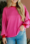 Bright Pink Corded Long Sleeve Top