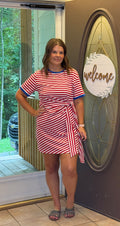 Red Stripe Tie Dress